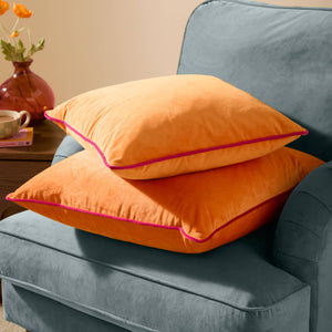 Meridian Velvet Cushion Clementine/Hot Pink