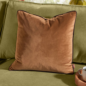 Meridian Velvet Cushion Caramel/Chocolate