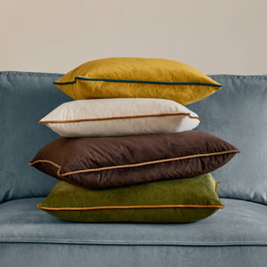 Meridian Velvet Cushion Olive/Ginger