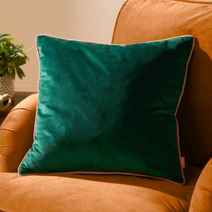 Meridian Velvet Cushion Emerald/Blush