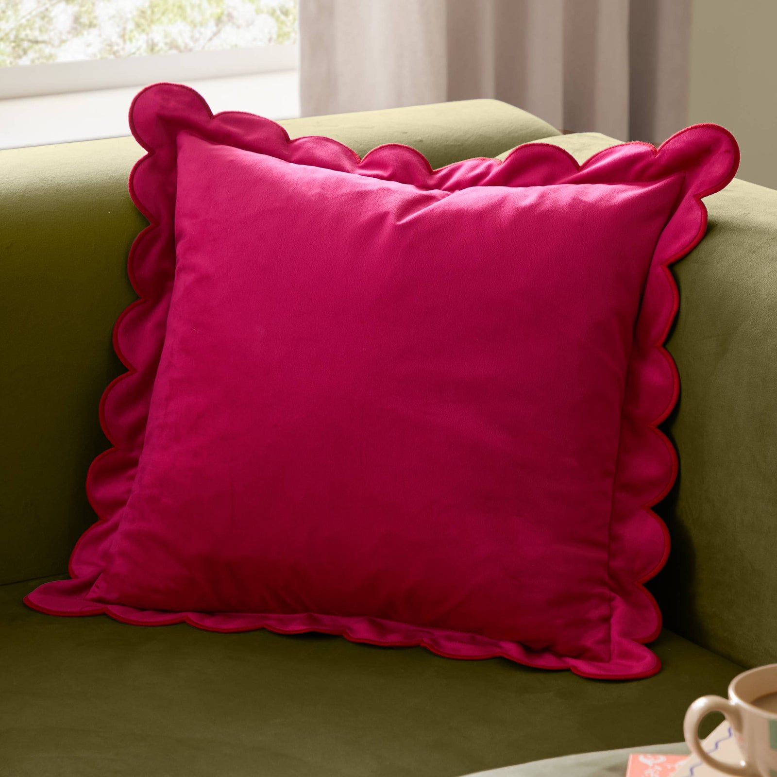 Ravioli Velvet Cushion Pink/Red