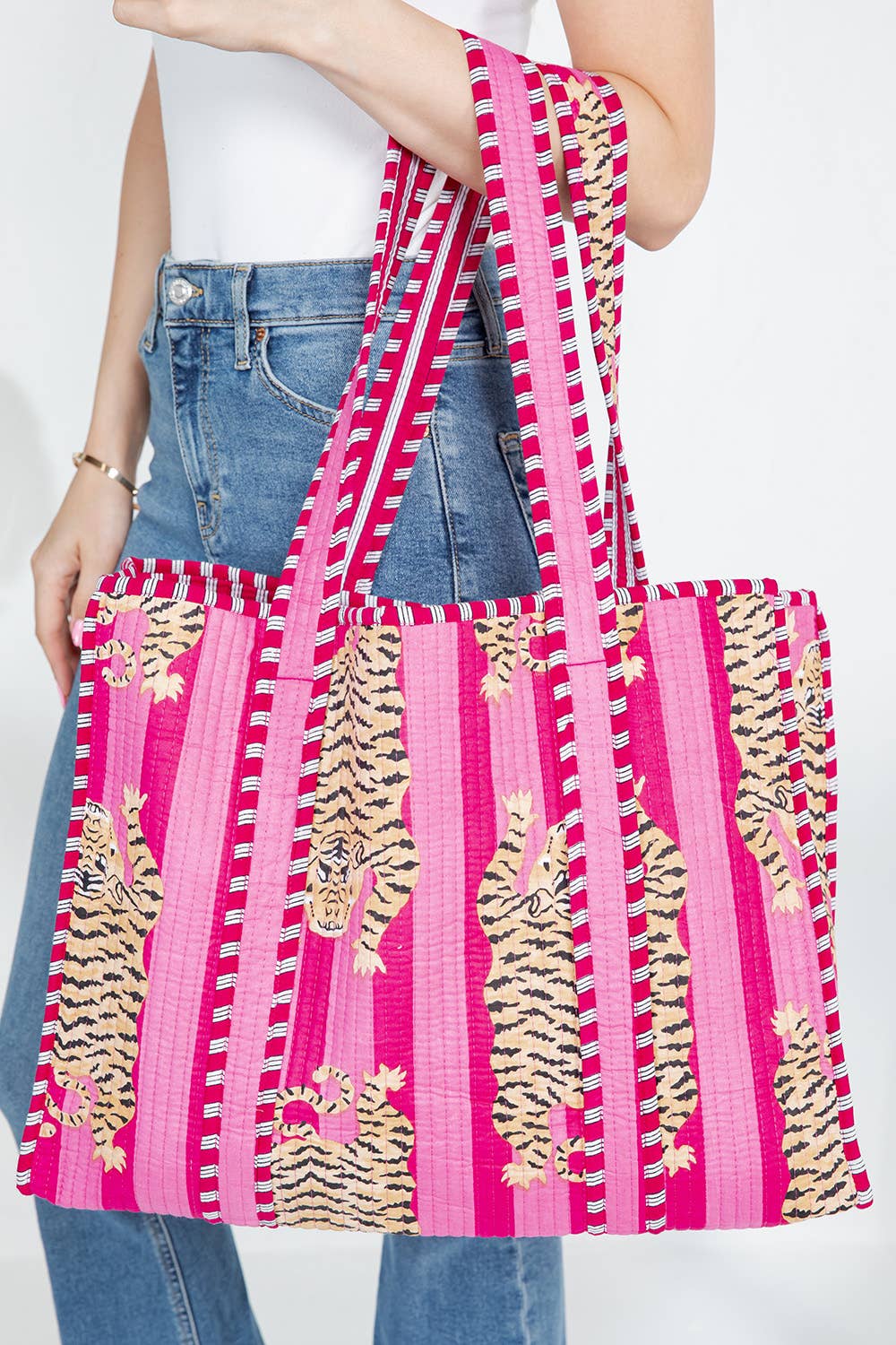 Pink Tigers Reversible Tote Bag