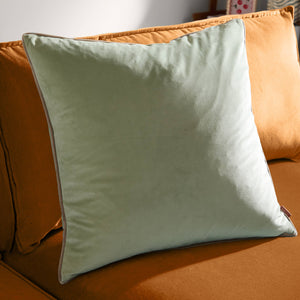 Meridian Velvet Cushion Eucalyptus/Natural