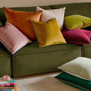 Meridian Velvet Cushion Lime/Hot Pink