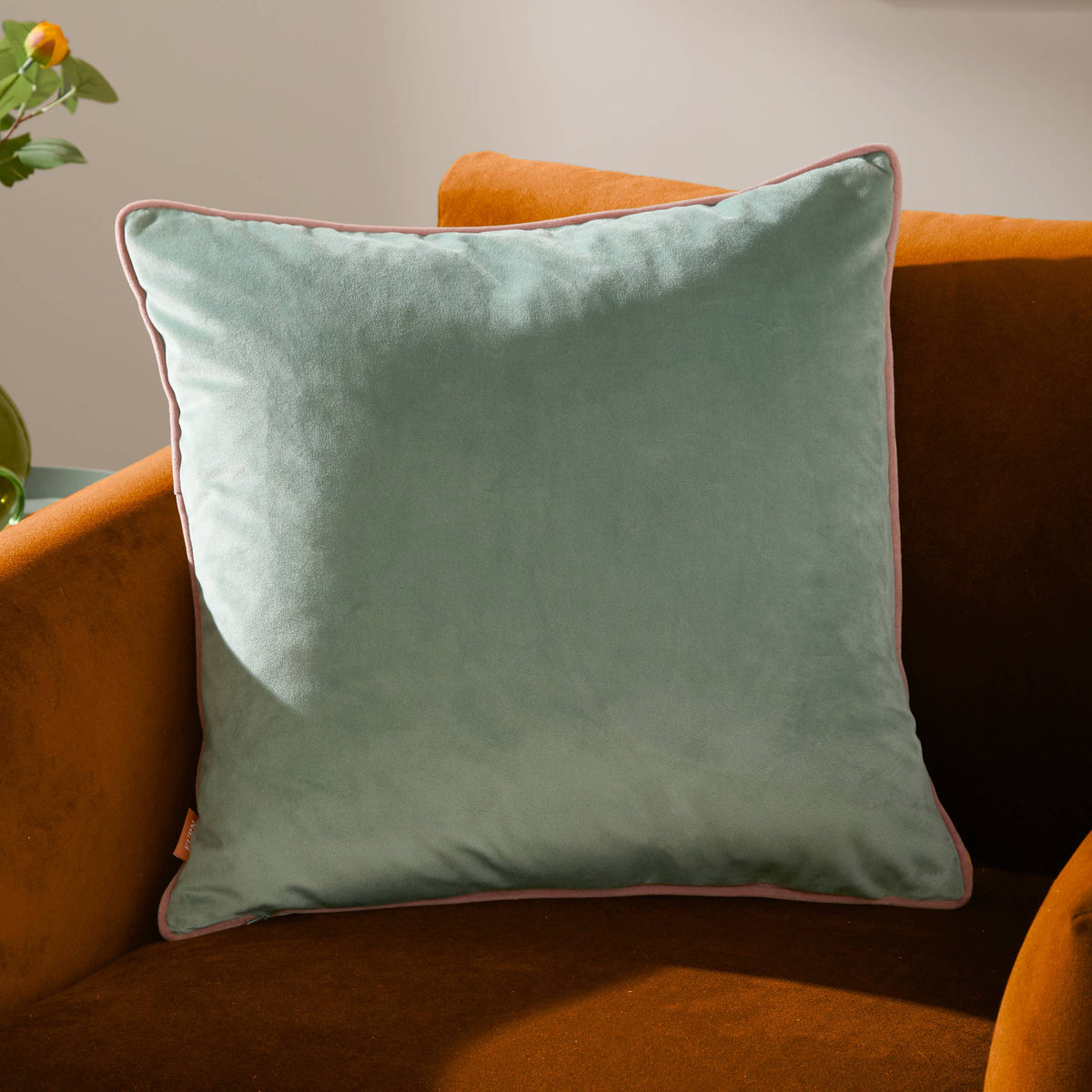 Meridian Velvet Cushion Mineral/Blush