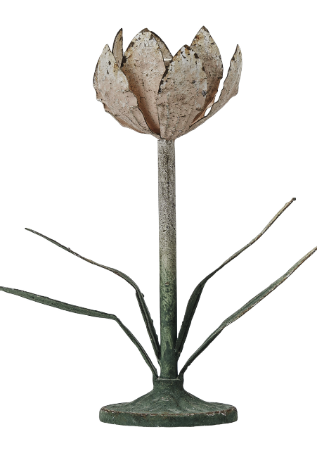Metal Toleware Flower Candle Holder