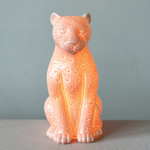 Stoneware Leopard Lamp