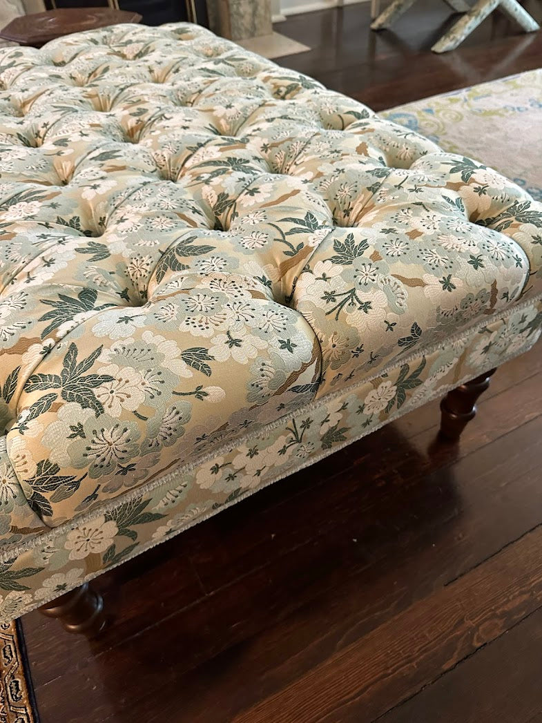 Custom Roberta Ottoman In Blue