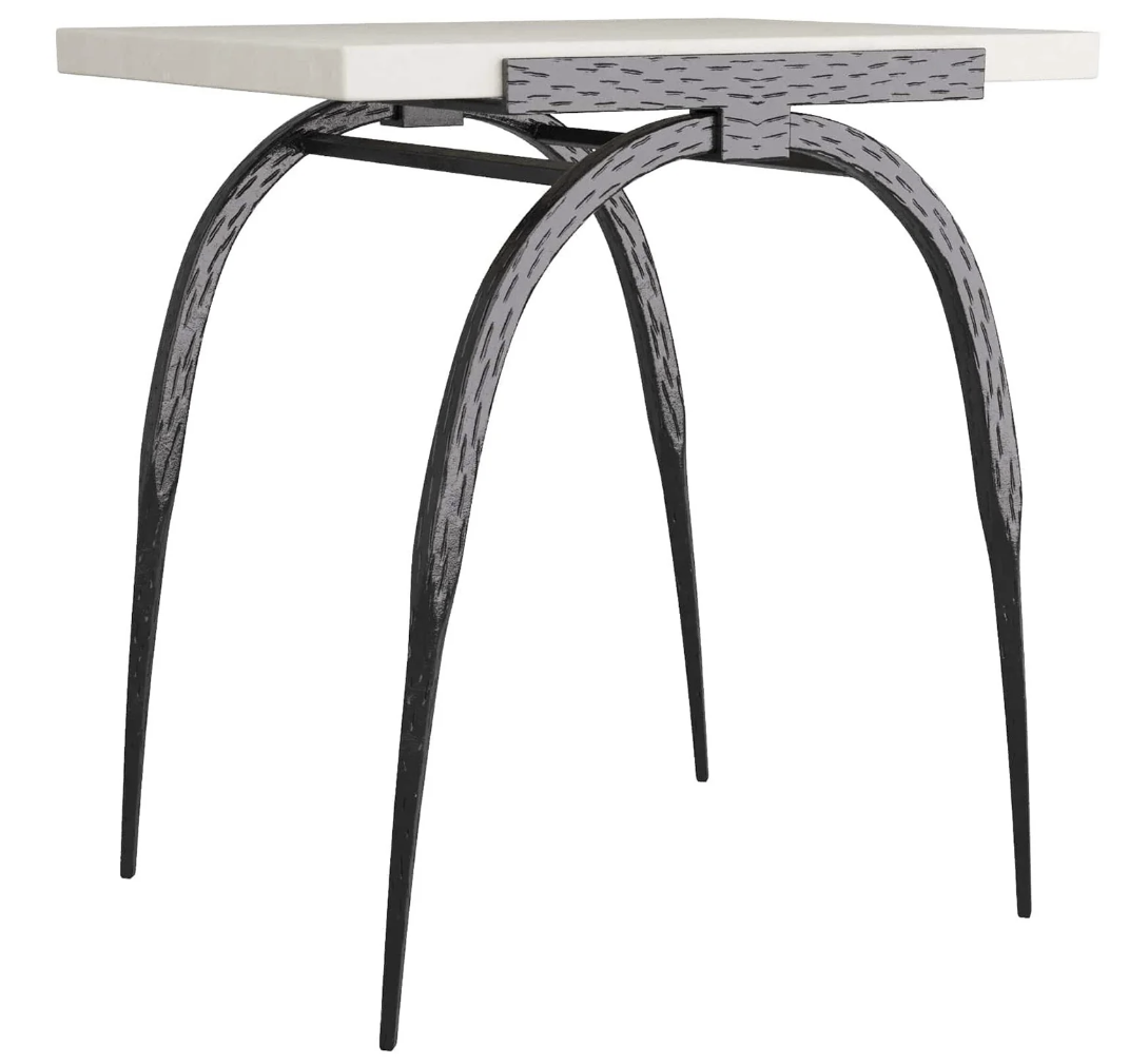 Marble Table With Hand Forged Iron Base