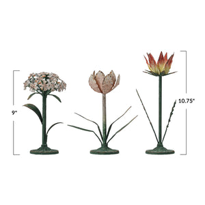 Metal Toleware Flower Candle Holder