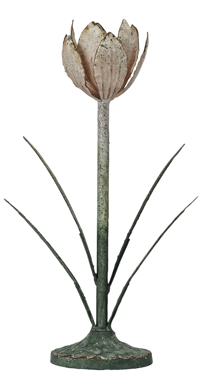 Metal Toleware Flower Candle Holder
