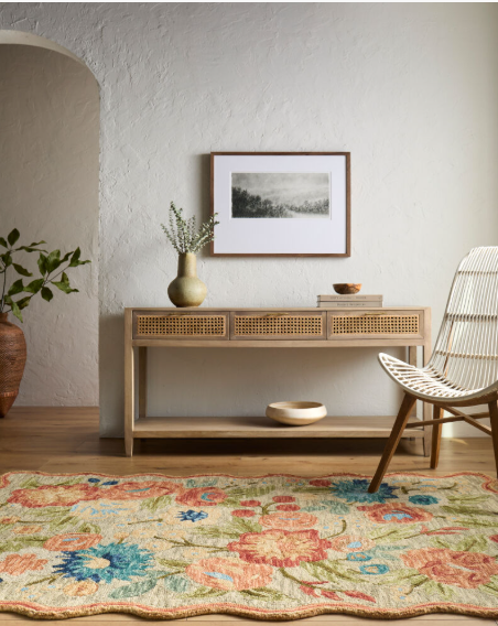 Fairfax Garden Rug (in 2 Colours) Scalloped Edges