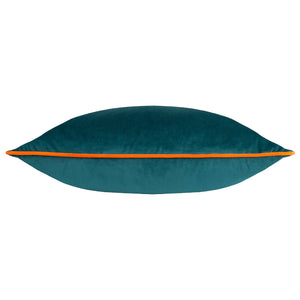 Meridian Velvet Cushion Teal/Clementine