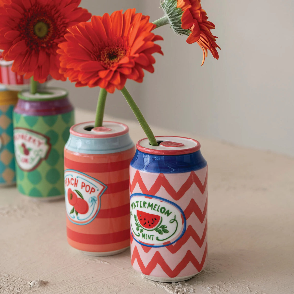Stoneware Soda Can Vase (Multiple Styles)